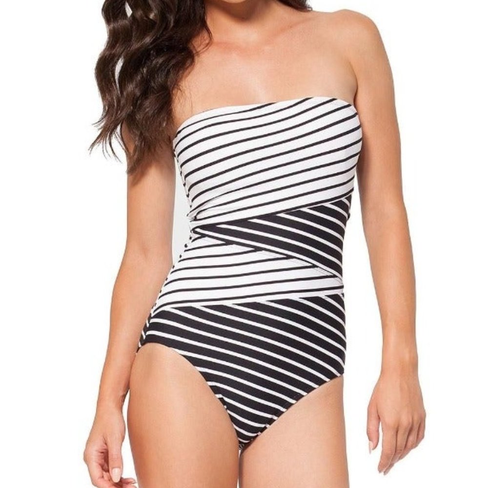 🌴🌺Anne Cole Striped Bandeau one piece🌸☀️